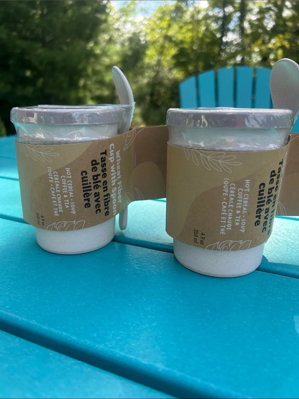 BIOSMART  Wheat Fiber Cup with Spoon / Reusable Travel Mug with Spoon - 2pack